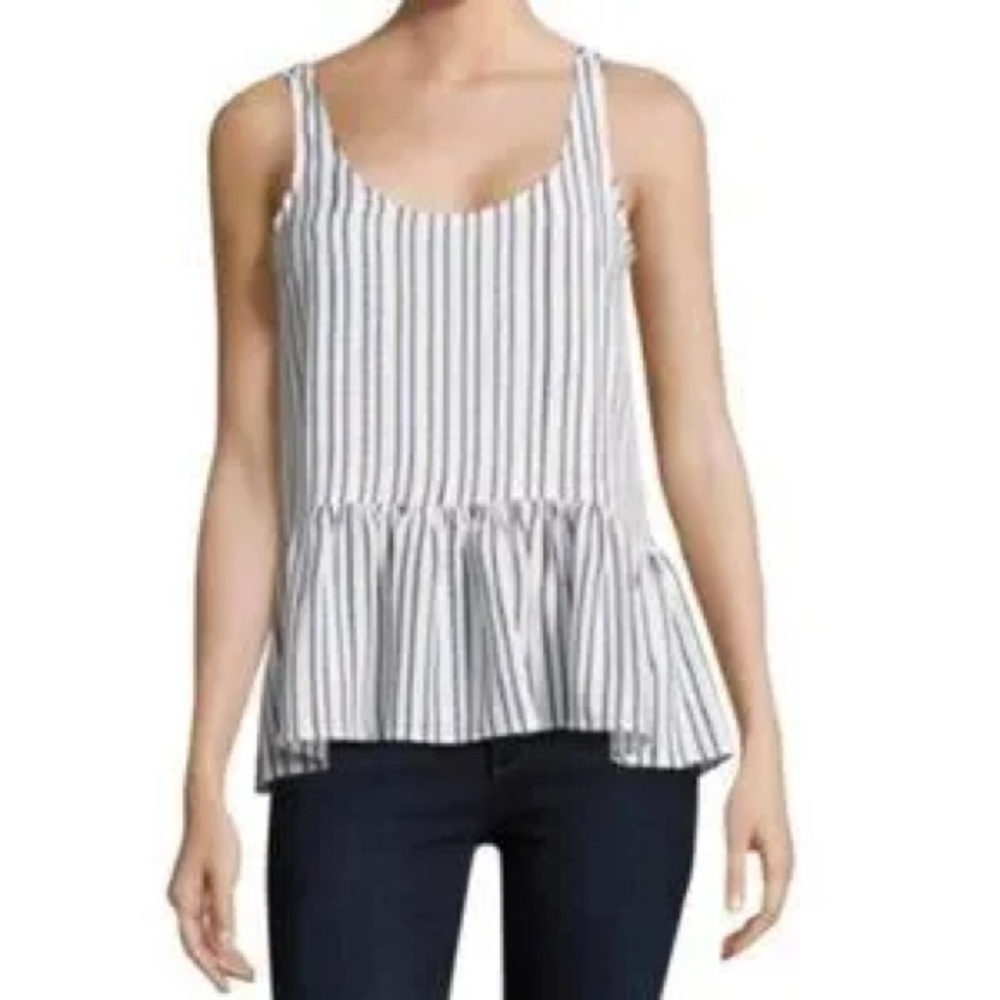 Halston Striped Sleeveless Peplum Top
